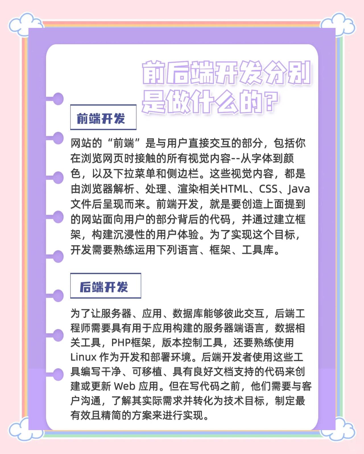 前端开发后端开发区别 前端开发后端开发区别在哪 
